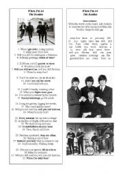English Worksheet: Music Activity The Beatles When Im 64