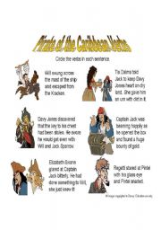 English Worksheet: Pirates of the Caribbean Verbs and Adverbs