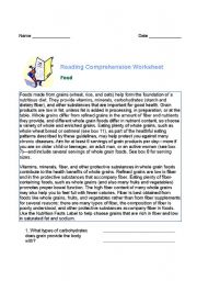 English Worksheet: food