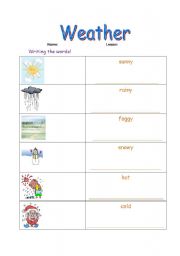 English worksheet: weather