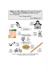 English worksheet: where do things come from