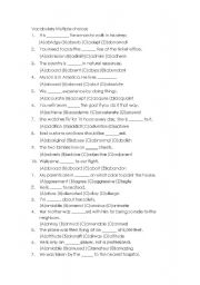 English Worksheet: Vocabulry mutiple choices