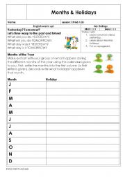 English Worksheet: Months & Holidays