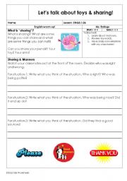 English Worksheet: toys & sharing