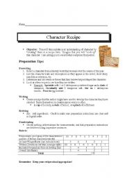 English worksheet: Character Recipe