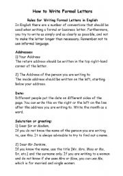 English Worksheet: How to write formal letters