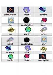 English worksheet: Space Bingo--Part 1