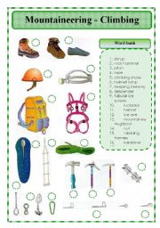 English Worksheet: Mountaineering and climbing matching exercise