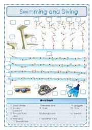 Swimming and Diving - matching exercise