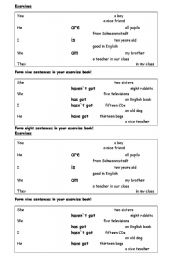 English worksheet: Form sentences