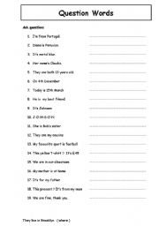 English worksheet: Question Words