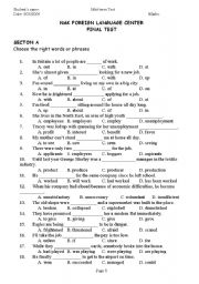 English Worksheet: TESTING 10