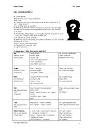 English Worksheet: Describing people - physical appearecen and character