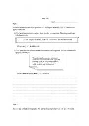 English worksheet: Writing task