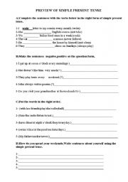 English worksheet: REVIEW OF SIMPLE PRESENT TENSE