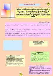English Worksheet: Grouping students
