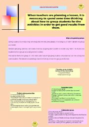 English worksheet: Grouping students