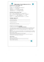 English Worksheet: Exercises with was-were