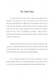 English Worksheet: The Night Mare