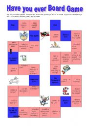 English Worksheet: Have you ever... Board game