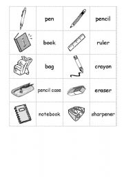 English Worksheet: school objects