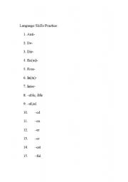 English worksheet: Affixes