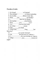 English Worksheet: Practice of Verbs