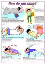 English Worksheet: How do you sleep?  (fully editable)