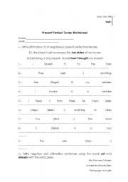 English worksheet: Present perfect worksheet