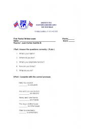 English Worksheet: basic exam