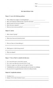 English worksheet: The Count of Monte Cristo Worksheet