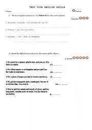 English worksheet: Test of English for Pre-intermediate