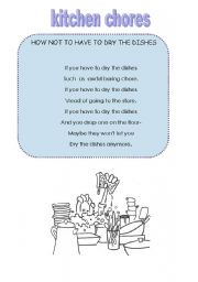 English worksheet: dry the dishes poem