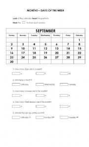 English worksheet: Months-Days of the week