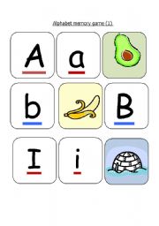 English Worksheet: alphabet memory game (part 1)
