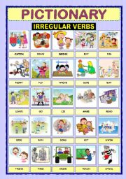 English Worksheet: PICTIONARY - IRREGULAR VERBS