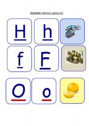 English Worksheet: alphabet  memory game (part 2)