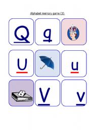 English Worksheet: alphabet memory game (part 3)