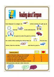 English worksheet: reading comprehension