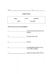 English Worksheet: Survival Words