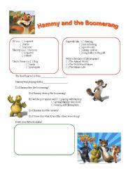 English worksheet: Hammy and the Boomerang