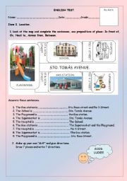 English Worksheet: Directions, prepositions of place