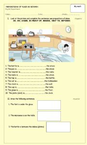 English Worksheet: prepositions of place