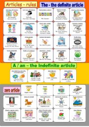 English Worksheet: Articles - rules