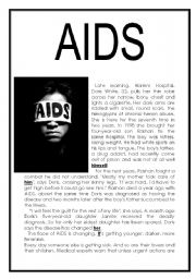 English Worksheet: AIDS - Reading comprehension (three pages)