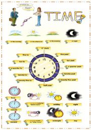 English Worksheet: Telling the time + time concepts + prepositions of time