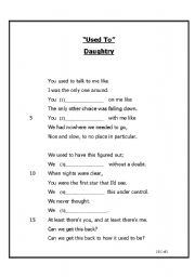 English Worksheet: Used To - Daughtry; [used to + verb]