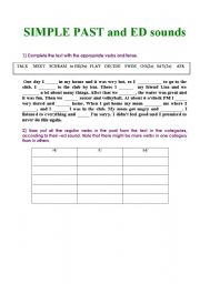 English Worksheet: Simple past and -ed sounds