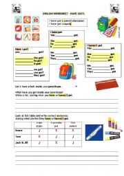 English Worksheet: HAVE (GOT)