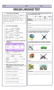 Elementary Test (Units 1 & 2 from Whats up? 1)